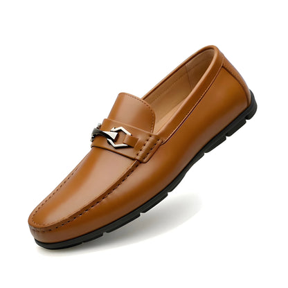 Camel Men's Synthetic Leather Solid Slip-On Casual Loafers With Metal Bit