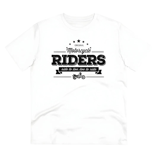 Men's PC Cotton Bike Ride Design Printed T Shirt (Color: White, Thread Count: 180GSM)