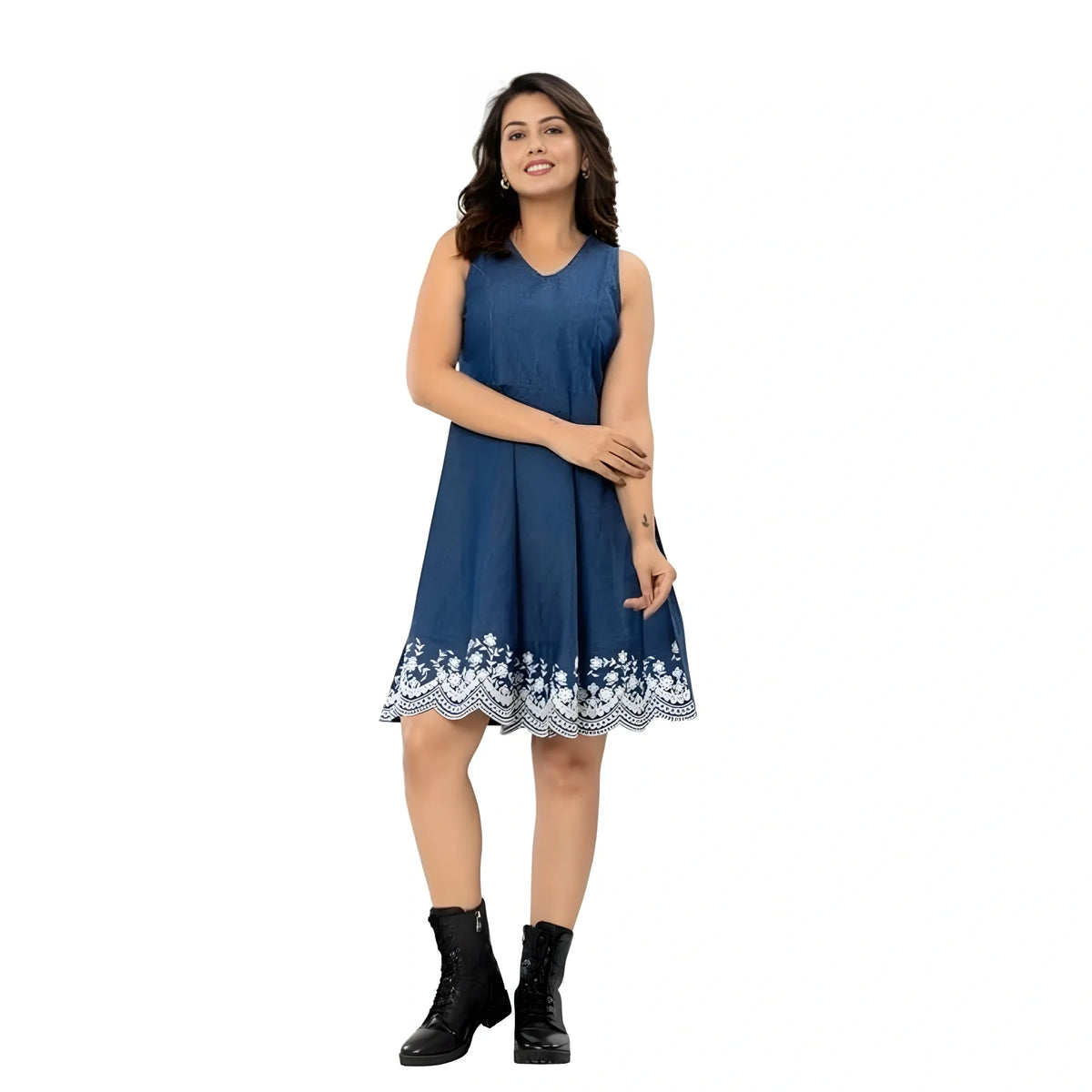 Women's Casual Denim Sleeveless Dress (blue) | Women Signature Collection
