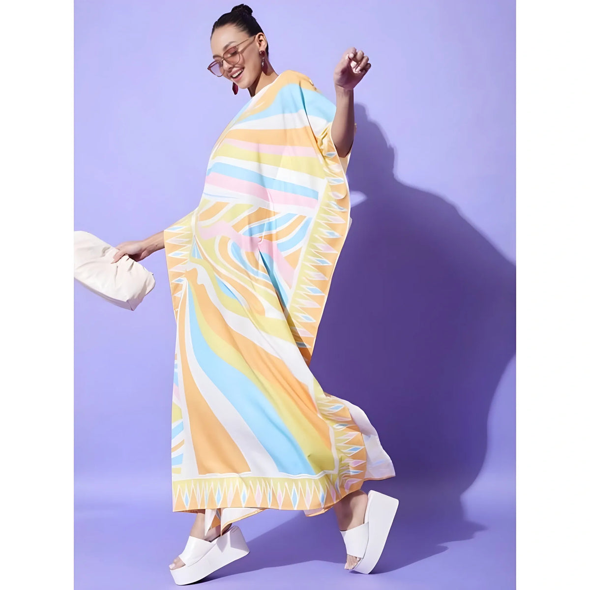 Women's Satin Colour Blocking Kaftan Dress (multicolor) | Women Signature Collection