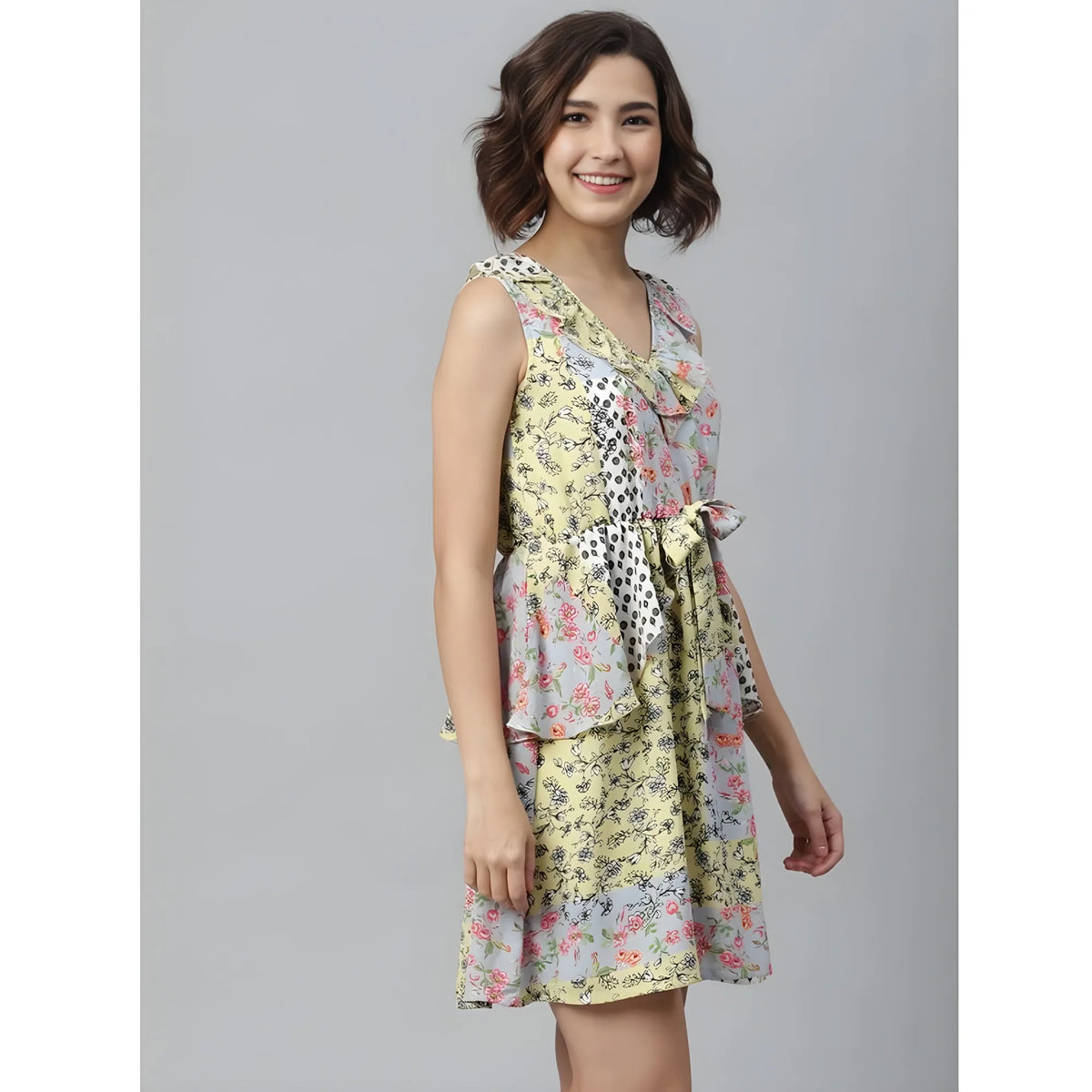 Women's Polyester Peplum Sleeveless Above Knee Dress (multicolor) | Women Signature Collection