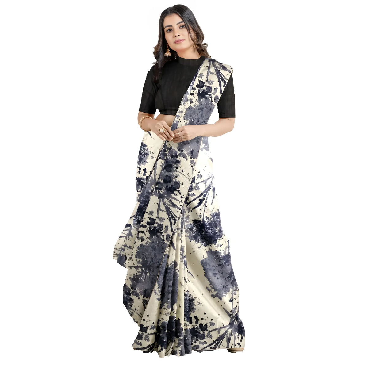 Women's Joya Silk Saree With Blouse (black, 5 6 Mtrs) | Women Signature Collection