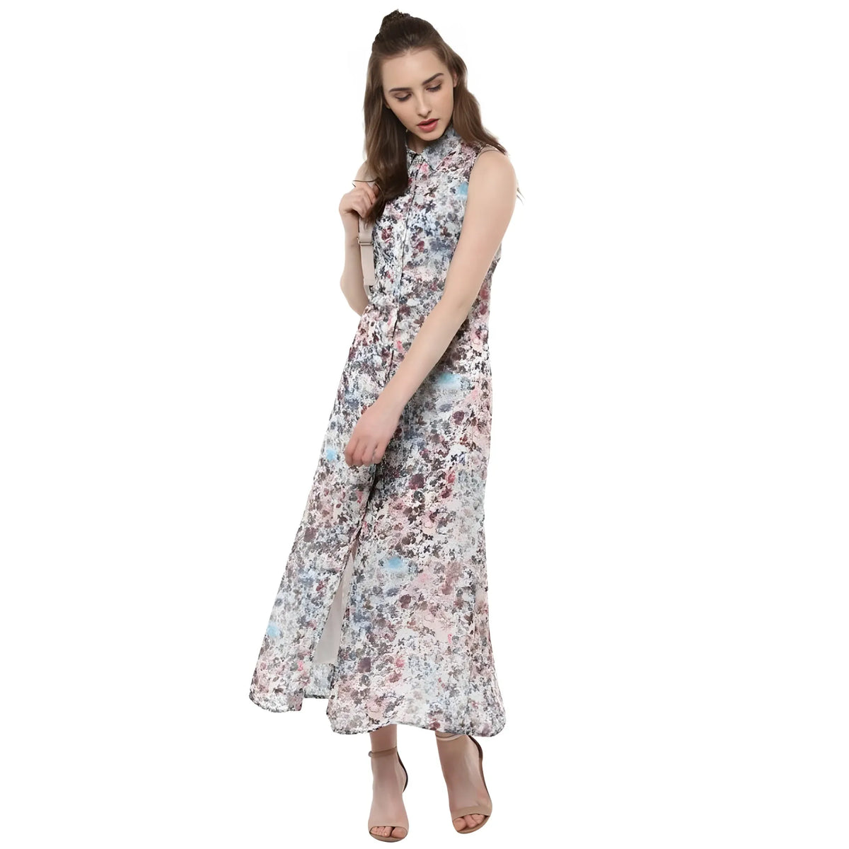 Women's Polyester Chiffon Printed Sleeveless Dress (multicolor) | Women Signature Collection