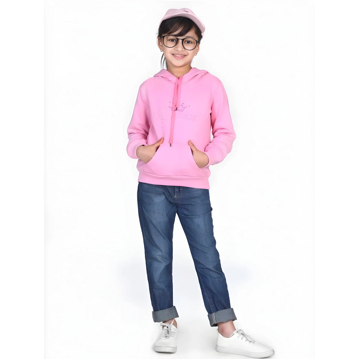 Girl's Fleece Embellished Long Sleeves Sweatshirt (light Pink) | Kids Signature Collection