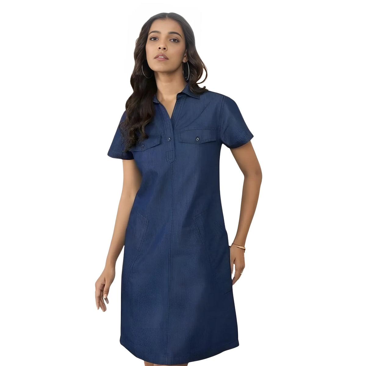Women's Casual Denim Half Sleeves Dress (blue) | Women Signature Collection