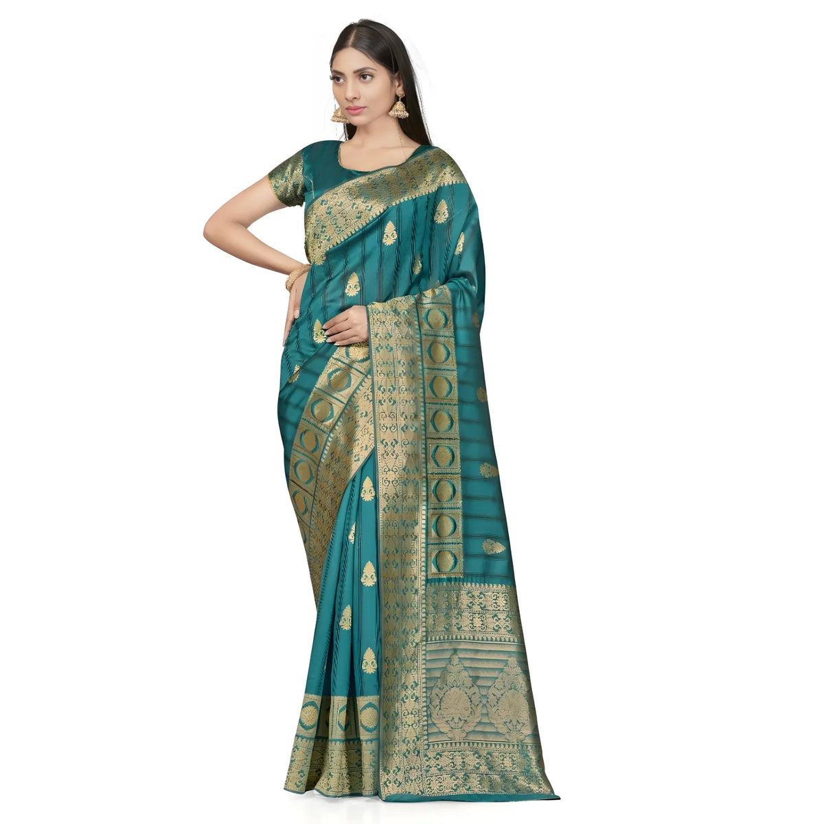 Women's Banarasi Silk Saree With Blouse (peach, 5 6mtrs) | Women Signature Collection