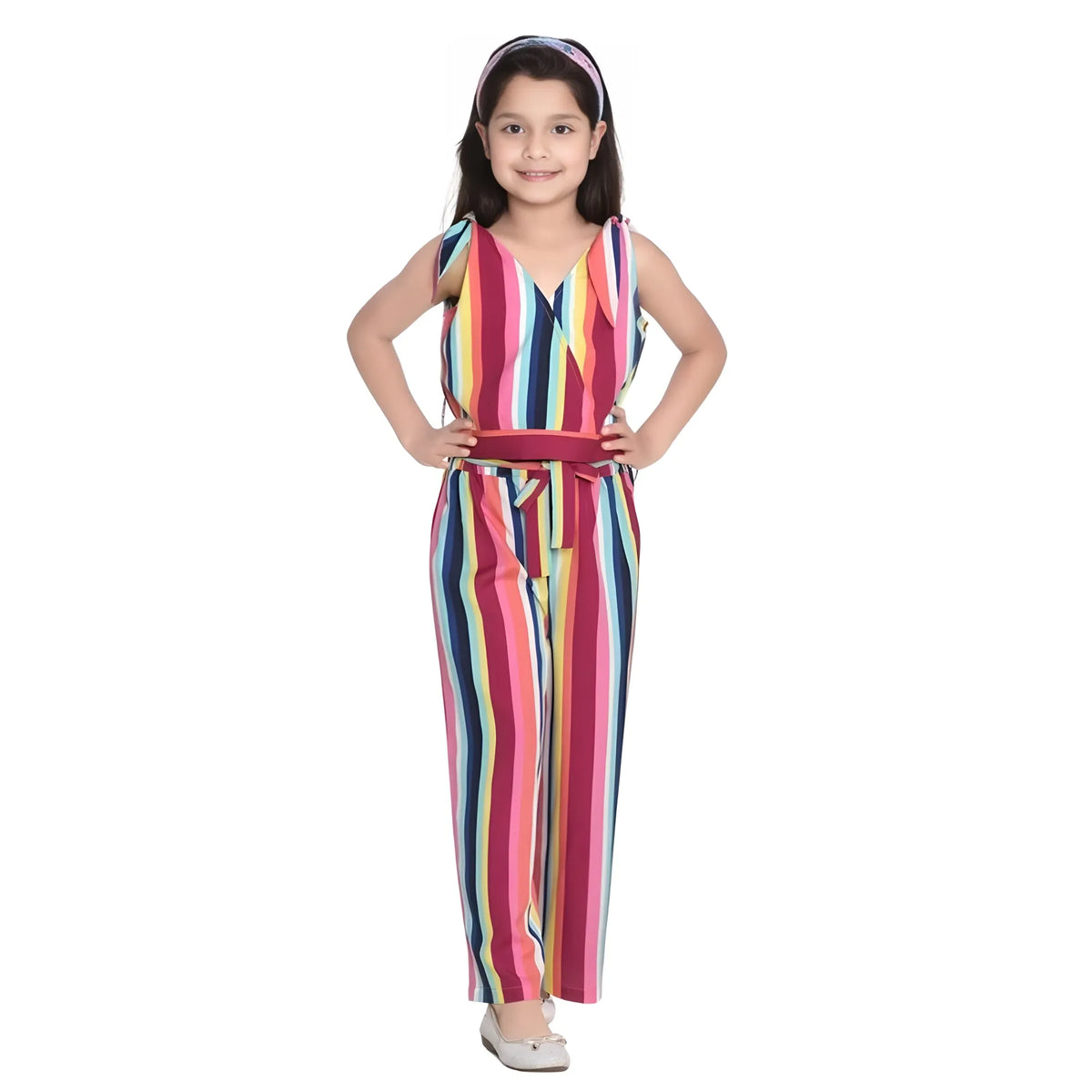 Girl's Polyester Crepe Floral Cold Shoulder Crop Top And Pallazo Set (multicolor) | Kids Signature Collection