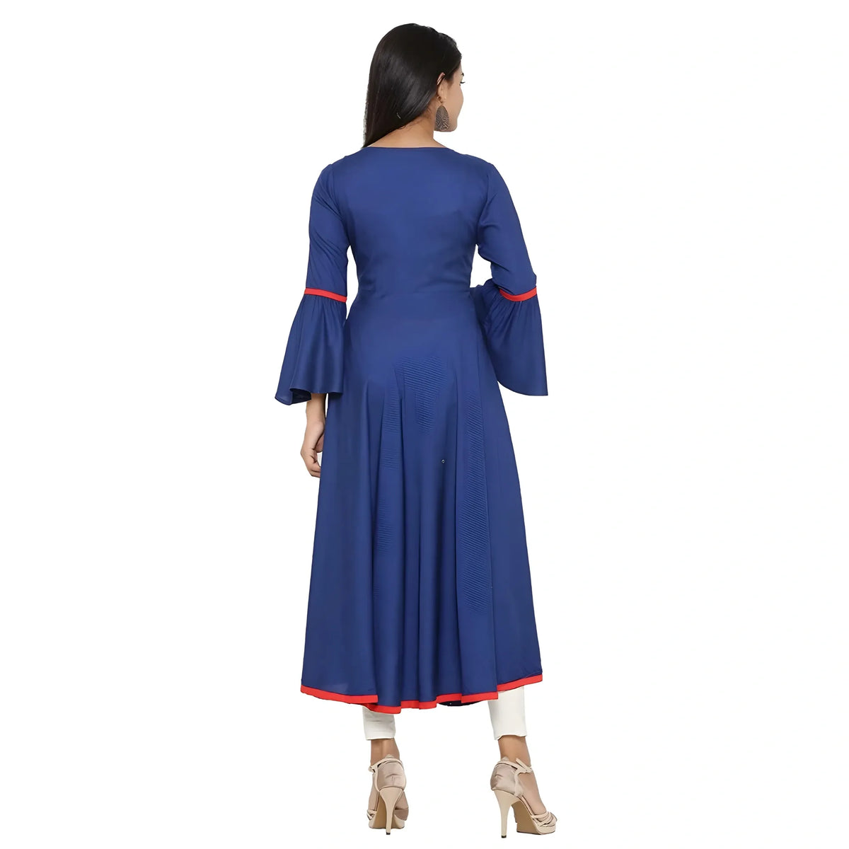 Women's Casual Bell Sleeves Embroidery Rayon Kurti (blue) | Women Signature Collection
