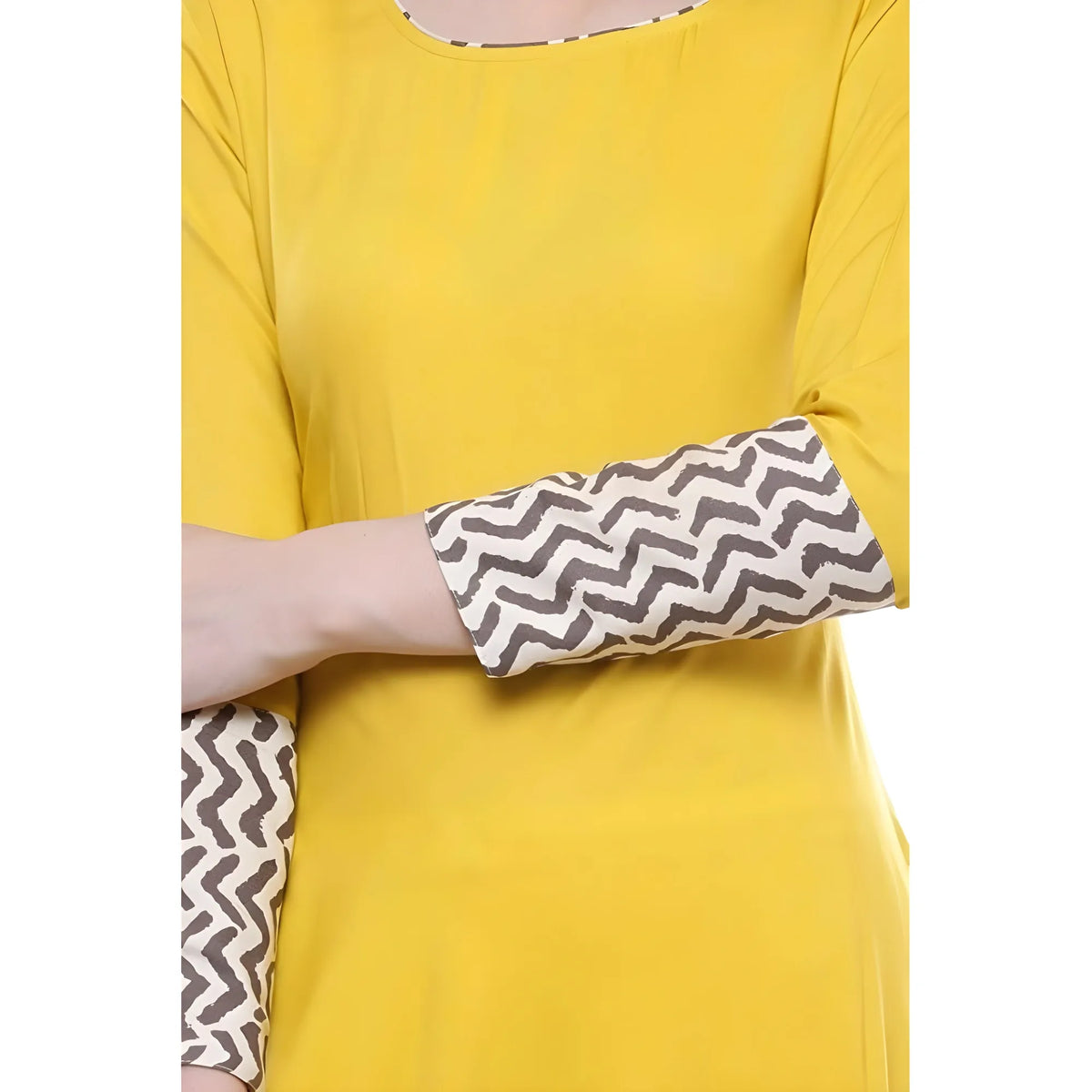 Women's Rayon Printed Solid Anarkali Kurti (yellow, Rayon) | Women Signature Collection