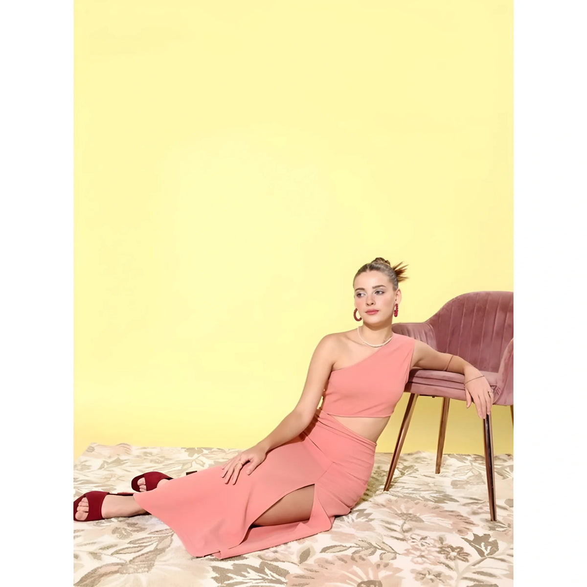 Women's Polyester Lycra Solid Sleeveless Dress (pink) | Women Signature Collection