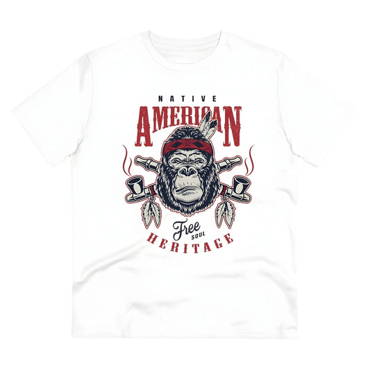 Men's PC Cotton Gorila Desing Printed T Shirt (Color: White, Thread Count: 180GSM)