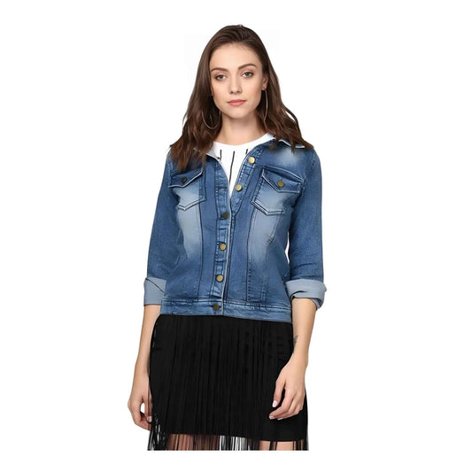 Azure Elara Washed Long-Sleeve Jacket