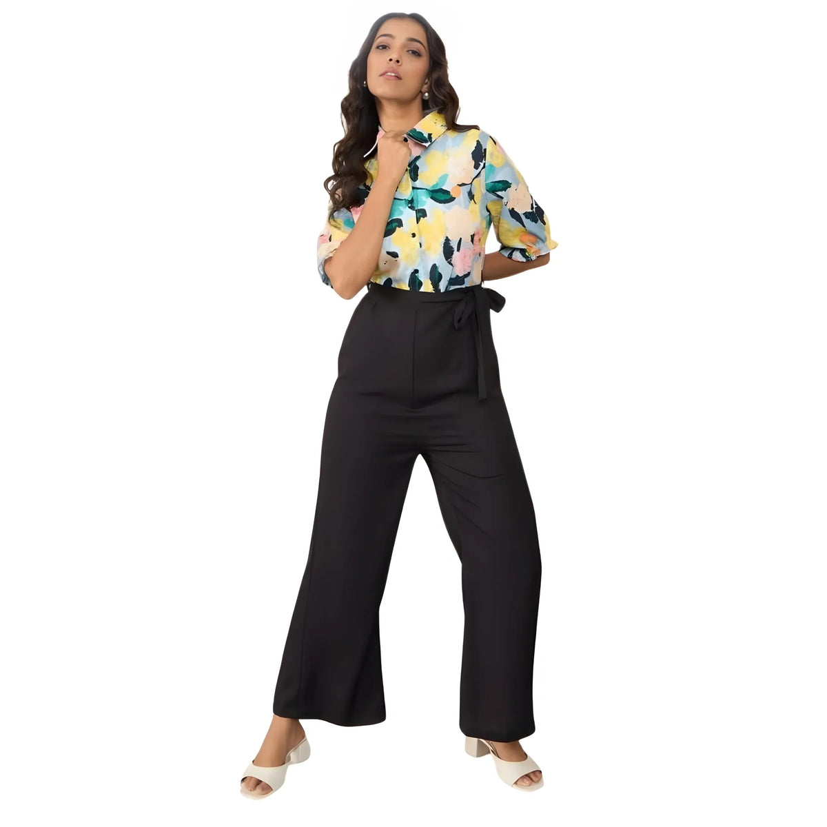 Women's Polyester Floral Half Sleeves Jumpsuit (multicolor) | Women Signature Collection