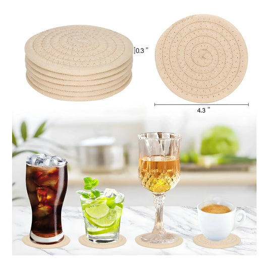 Cotton Rope Drink Coasters 6 Pcs Set (Cream)
