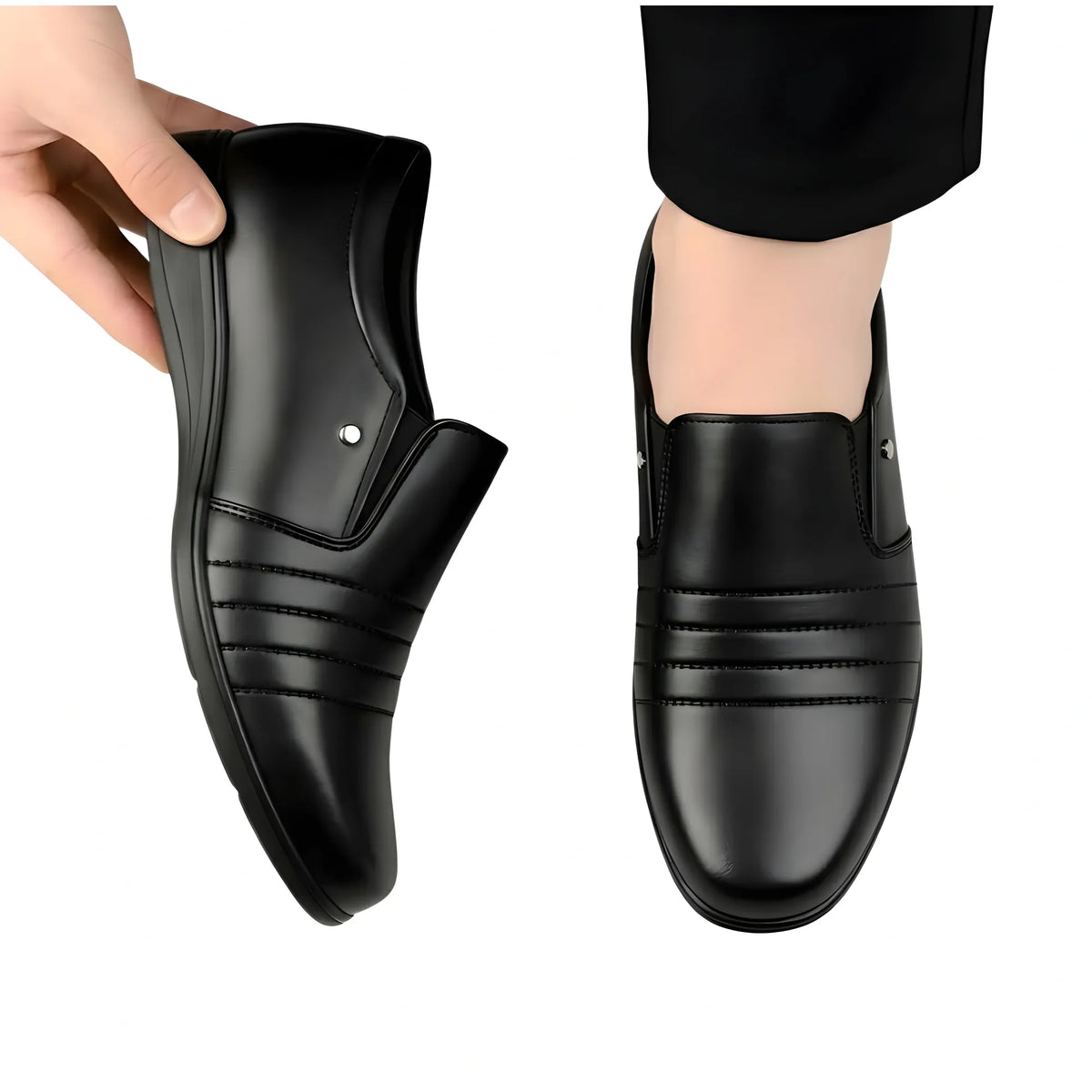 Onyx Men's Synthetic Leather Solid Slip-On Formal Shoes