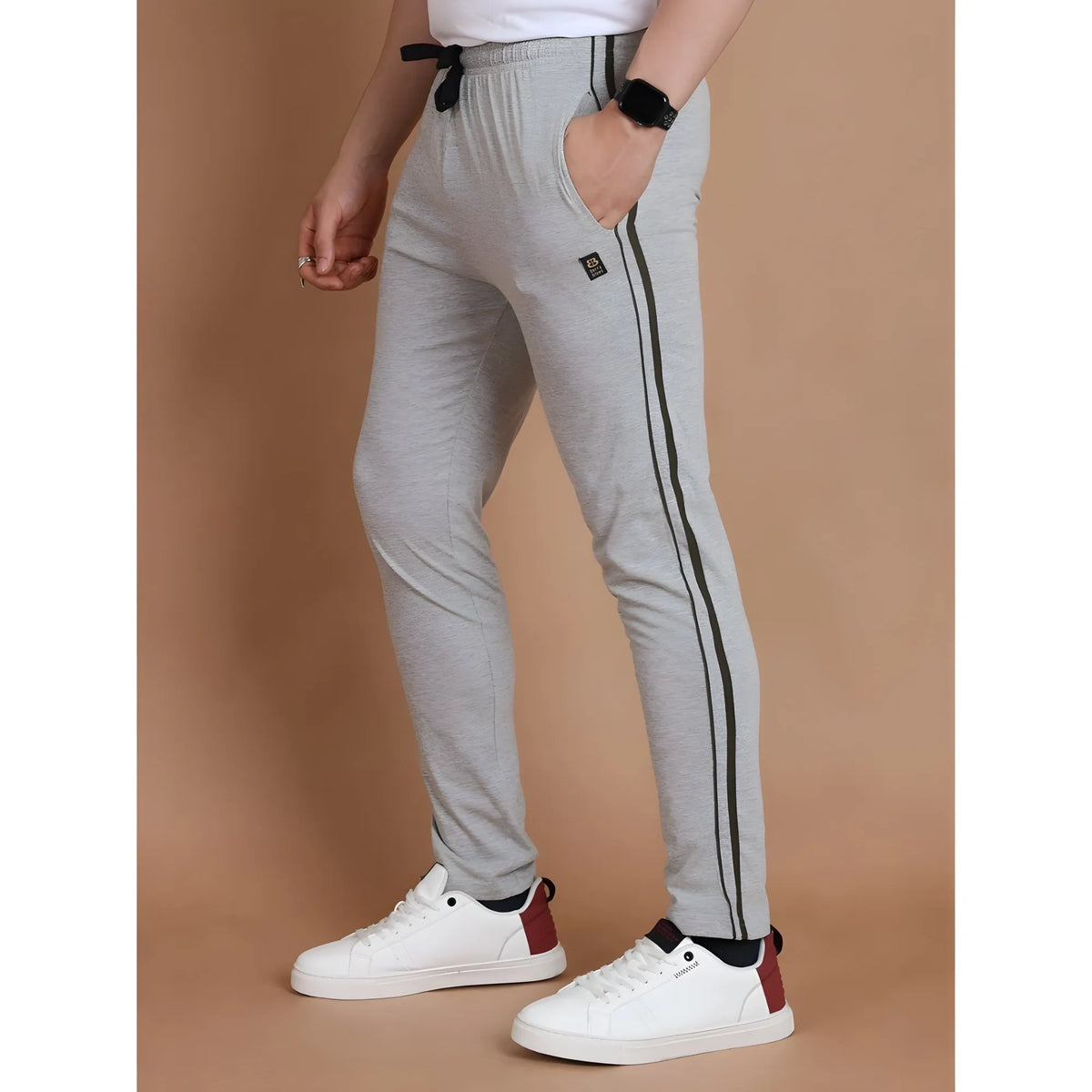 Men's Casual Cotton Striped Full Length Track Pant (greymelange) | Men Signature Collection