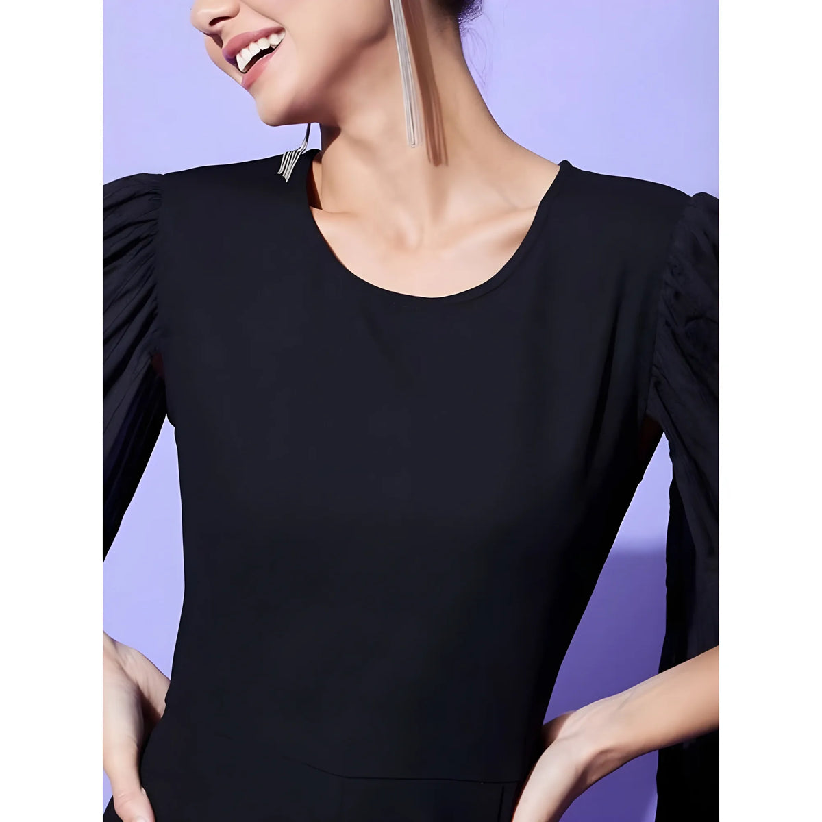 Women's Polyeter Solid Cape Sleeve Jumpsuit (black) | Women Signature Collection