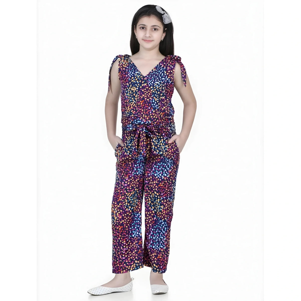 Girl's Polyester Crepe Floral Short Sleeve Set (multicolor) | Kids Signature Collection