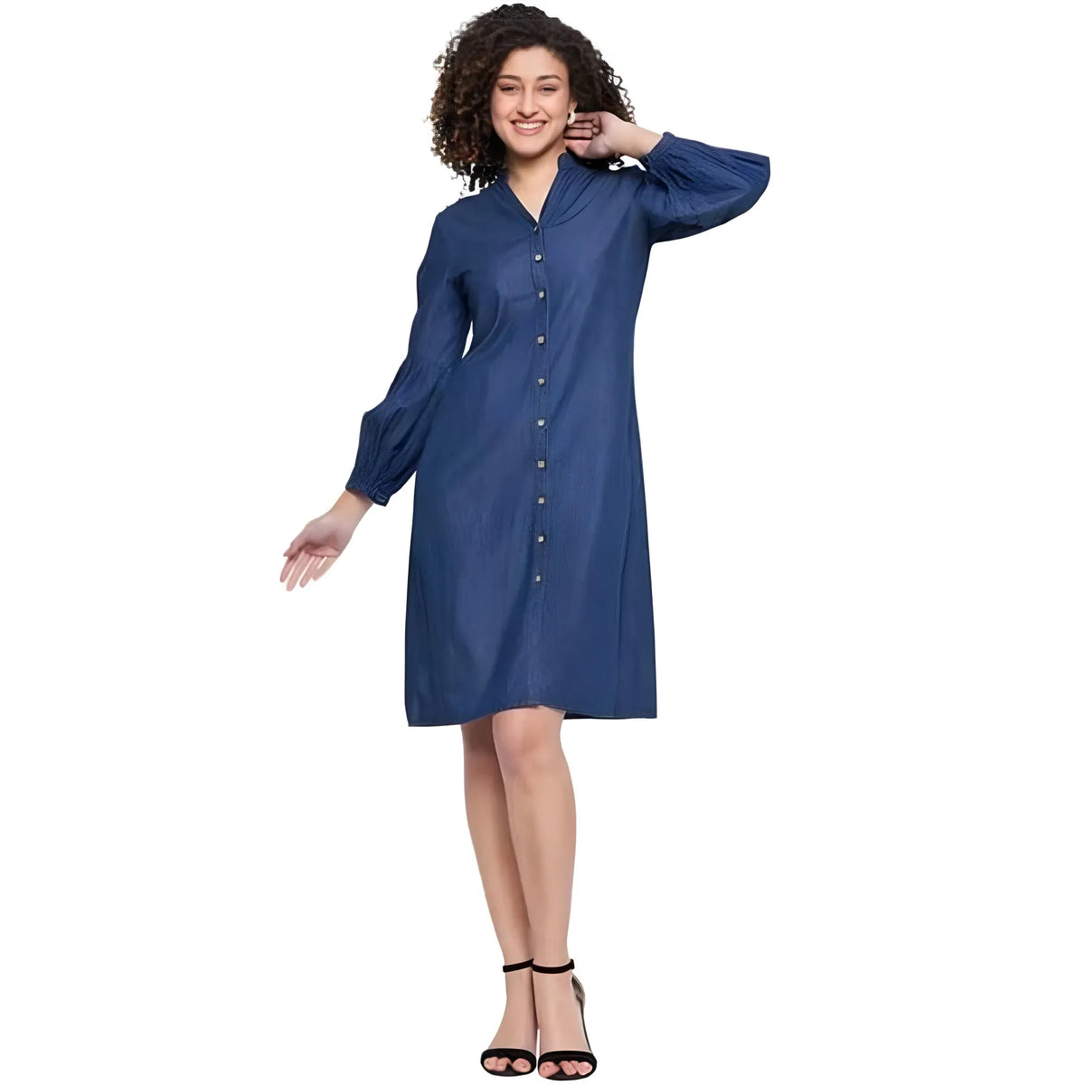 Women's Casual Denim Full Sleeve Dress (blue) | Women Signature Collection