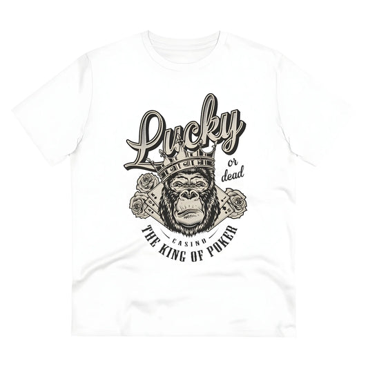 Men's PC Cotton Gorila Desing Printed T Shirt (Color: White, Thread Count: 180GSM)
