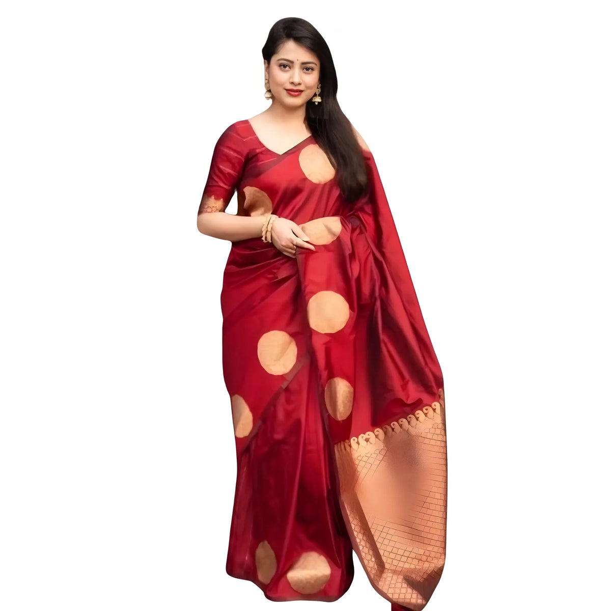 Women's Silk Printed Saree With Unstitched Blouse 5.5mtr (red) | Women Signature Collection