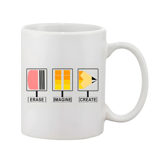 Printed Ceramic Coffee Mug - 1 Pieces, White, 11oz