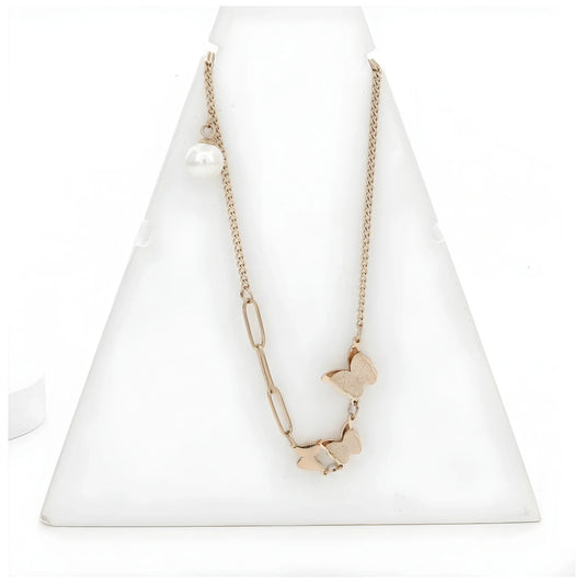 Women's Stainless Steel Butterfly Pendent Delicate Chain (Gold Plated)