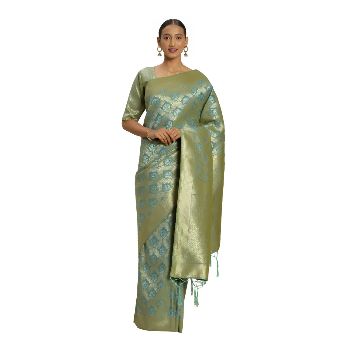 Women's Banarasi Silk Saree With Blouse (sky Blue, 5 6mtr) | Women Signature Collection