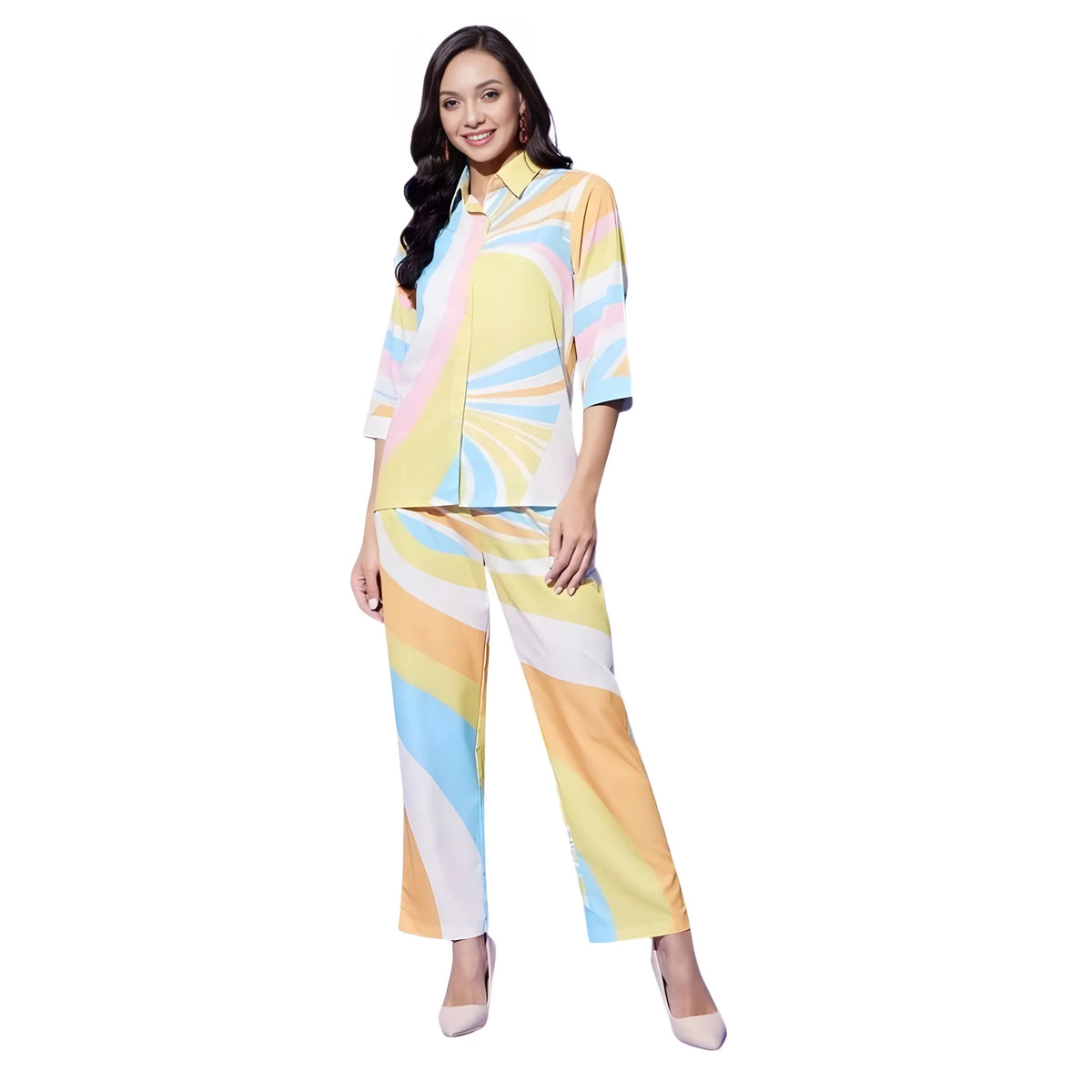 Women's Polyester Colour Blocking 3 4th Sleeve Co Ord Set (multicolor) | Women Signature Collection