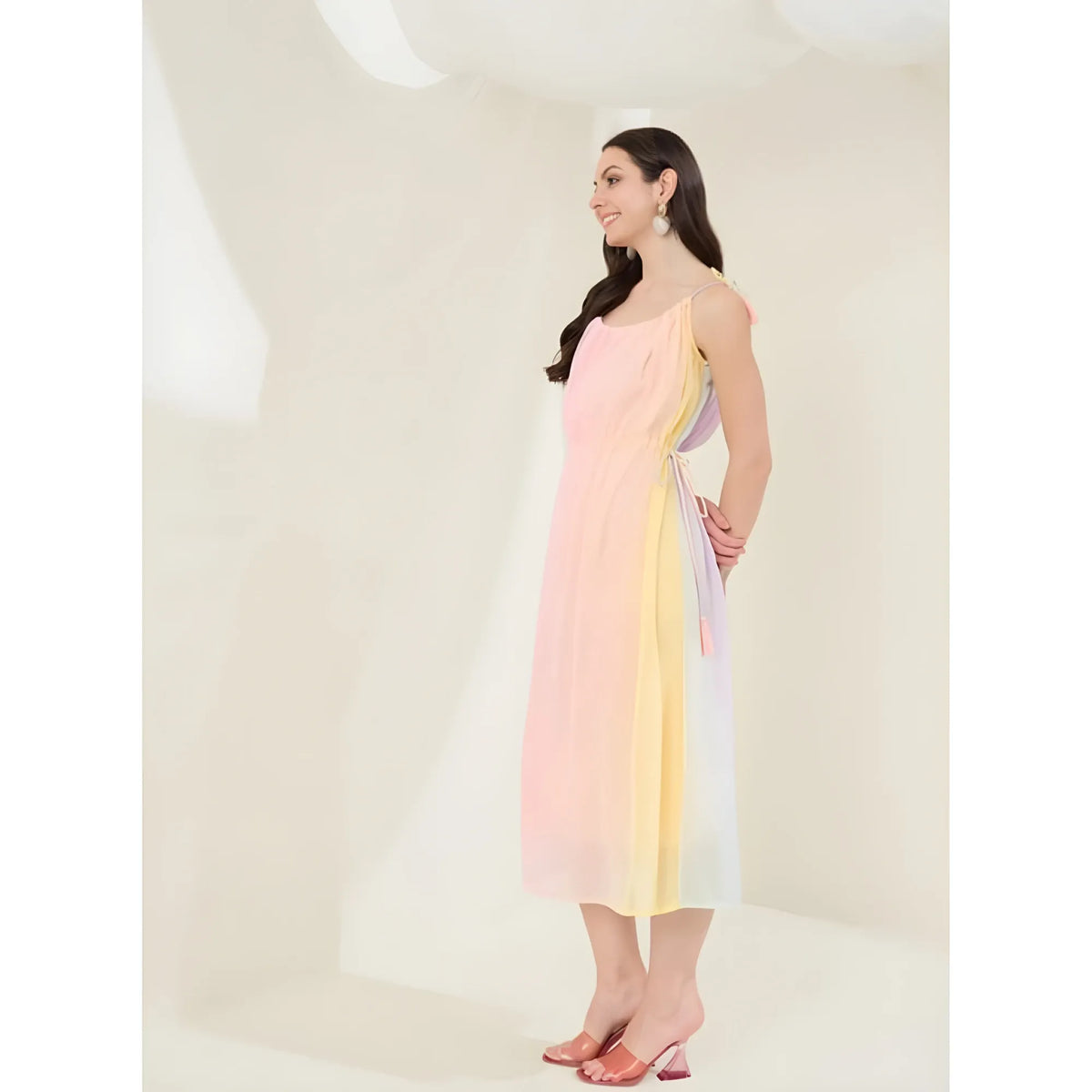 Women's Georgette Ombre Sleeveless Dress (peach) | Women Signature Collection
