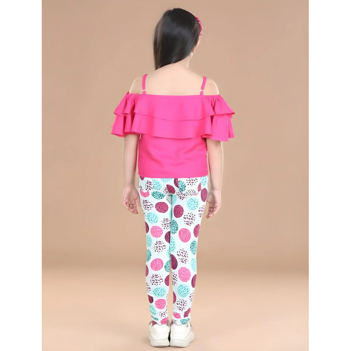 Girl's Cotton Floral Elasticated Jegging And Top (pink) | Kids Signature Collection