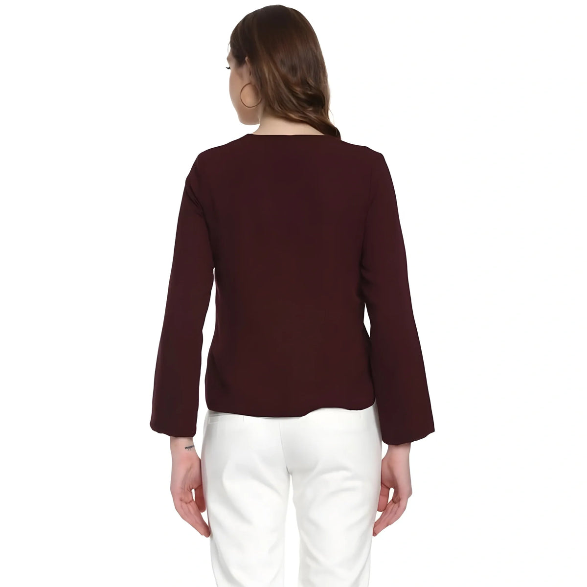 Women's Polyester Diagonal Cut Long Sleeves Blazer (maroon) | Women Signature Collection