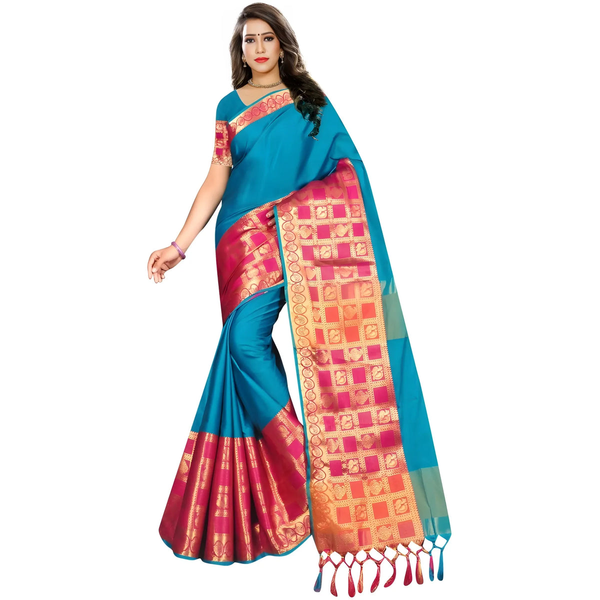 Women's Jacquard Woven Saree With Unstitched Blouse 5.5mtr (multicolor) | Women Signature Collection