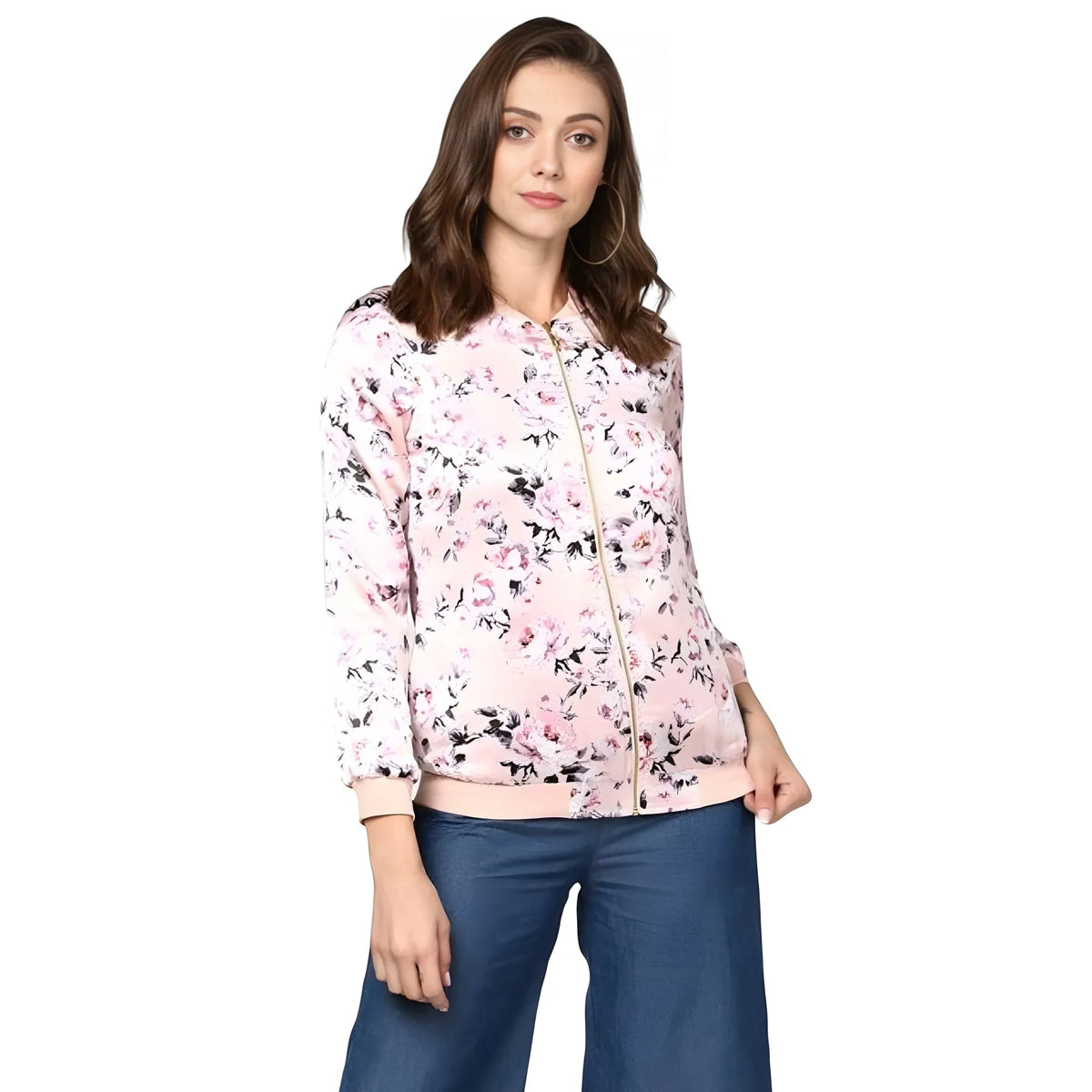 Women's Satin Floral 3/4th Sleeve Jacket (light Pink) | Women Signature Collection