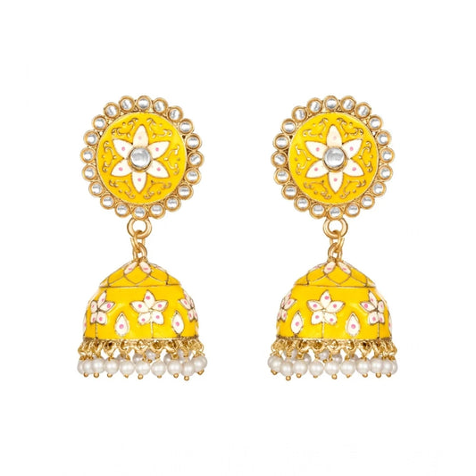 Women's Rose Gold Plated Alloy Earrings (Yellow)