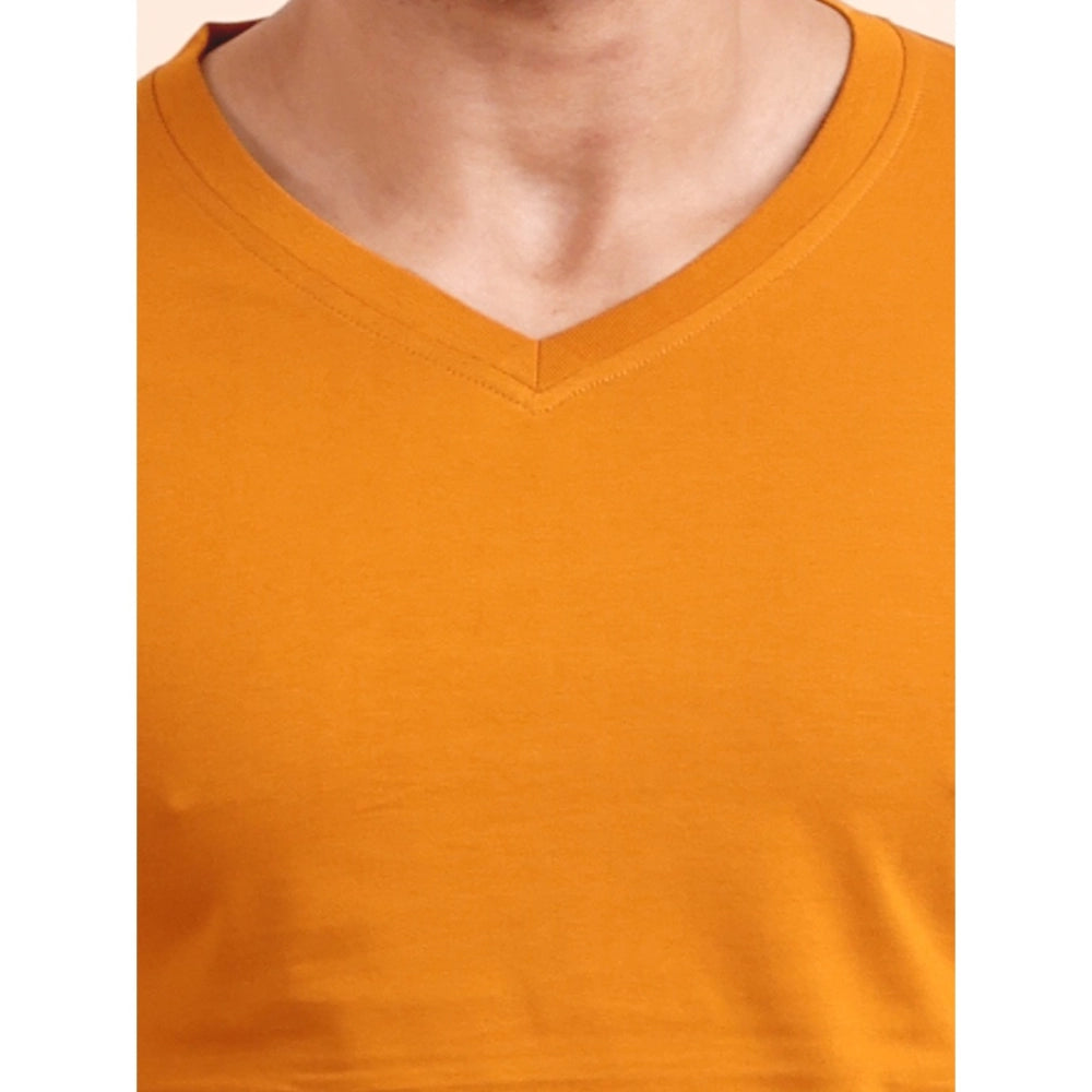 Mustard V-Neck Tee - Navura