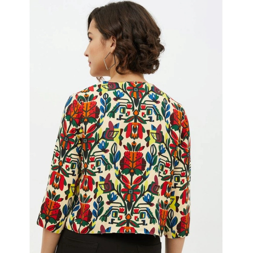 Women's Polyester Floral 3 4th Sleeves Shrug (multicolor) | Women Signature Collection
