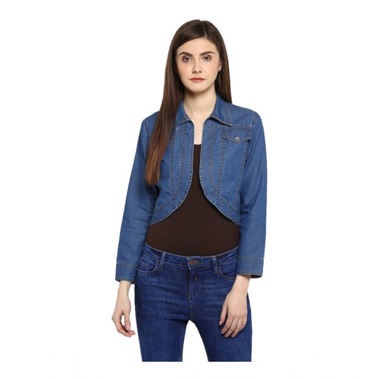 Women's Denim Solid 3 4th Sleeves Shrug (blue) | Women Signature Collection