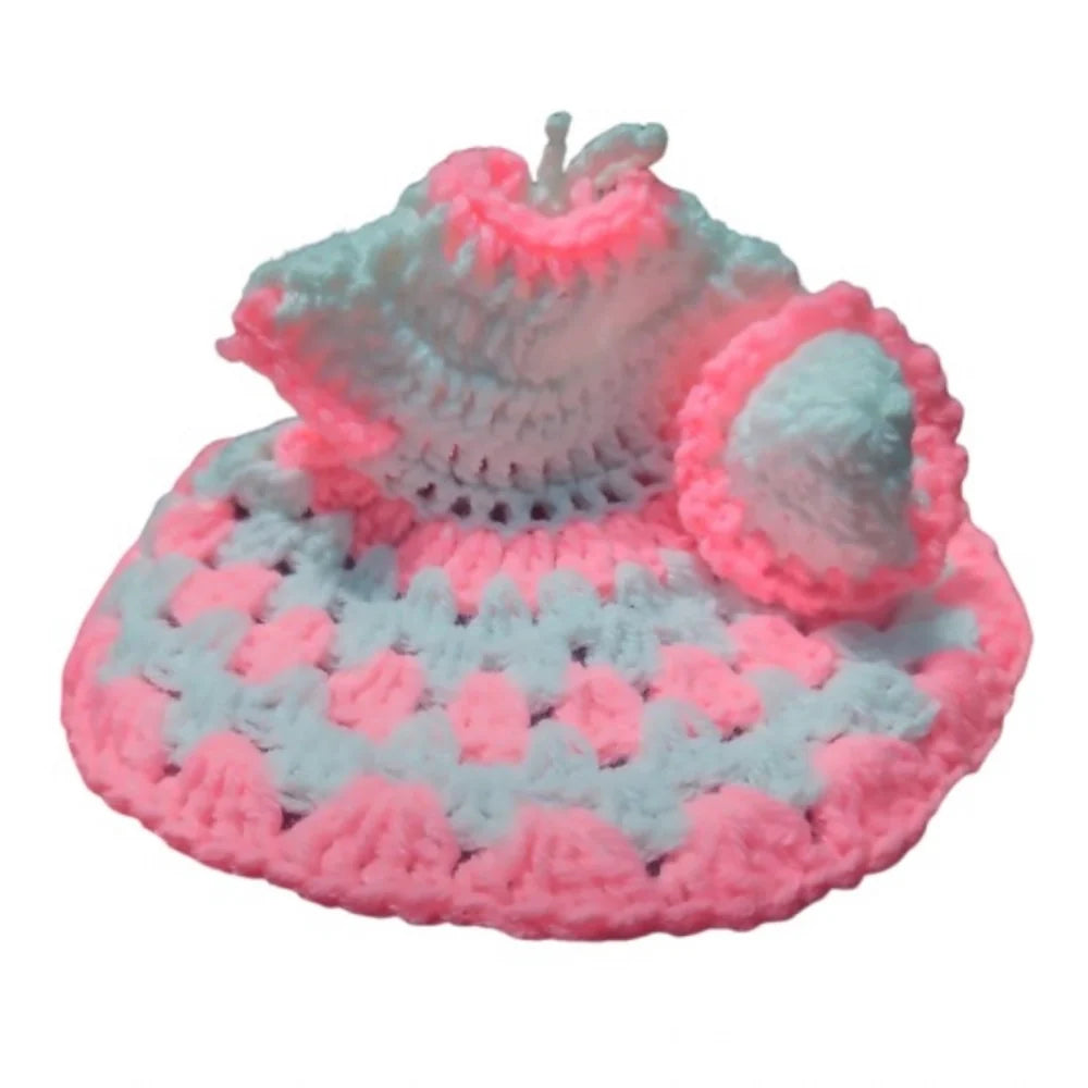 Laddu Gopal Tharad Dress Size: 0 To 6 (White-Baby Pink)