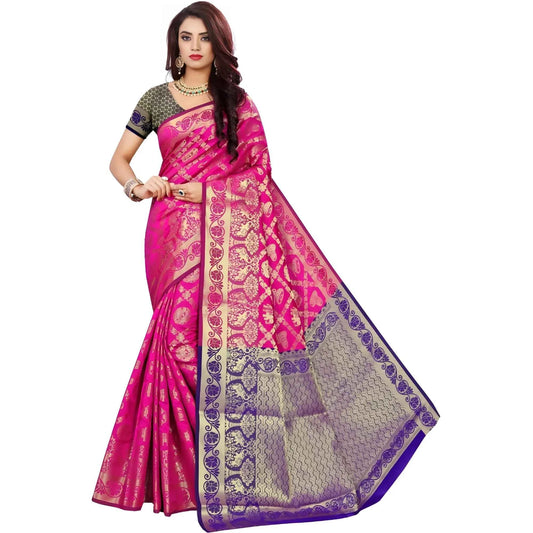 Blush Jade Jacquard Woven Saree with Unstitched Blouse 5.5 m