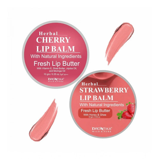Unisex Herbal Dark And Chapped Lips Cherry &amp; Strawberry Lip Balm Pack Of 2  (10gm)