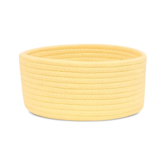 Cotton 8x3 Inch Round 1 Pcs Bedside Organizer With Out Lid (Yellow)