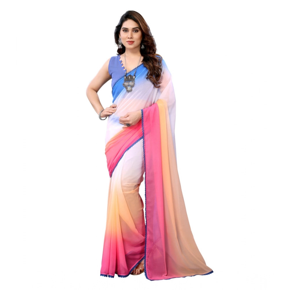 Women's Small Lace Georgette Solid Ready To Wear Saree With Unstitched Blouse 5.5 Mtr (multicolor) | Women Signature Collection