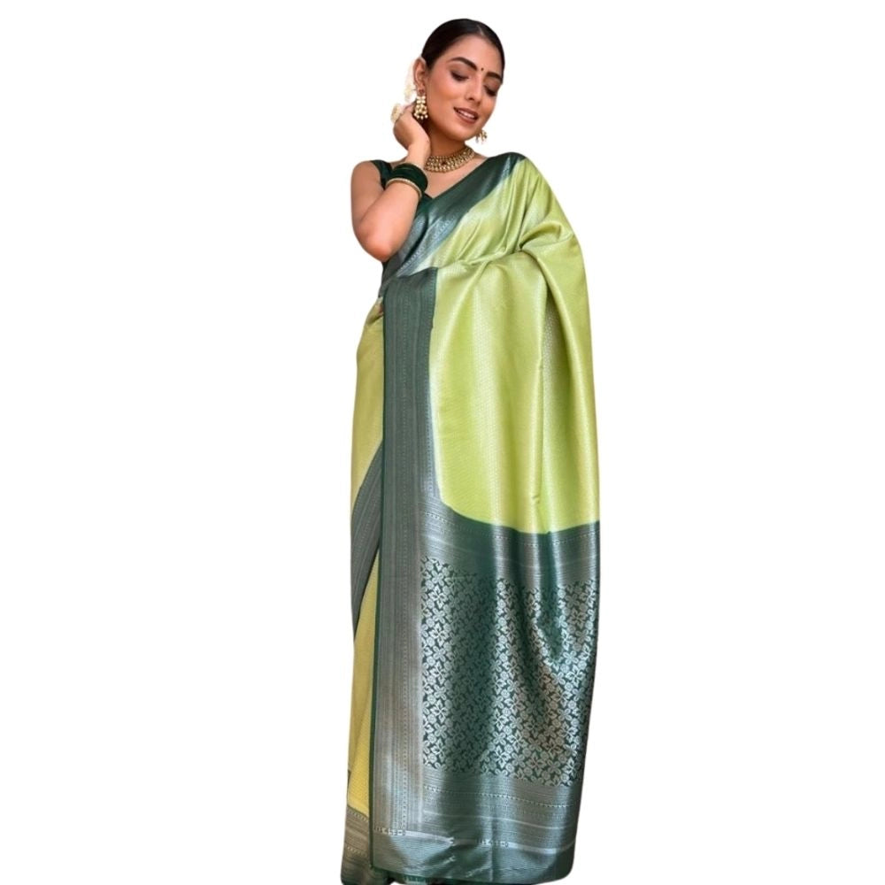 Women's Silk Printed Saree With Unstitched Blouse 5.5mtr (sea Green) | Women Signature Collection