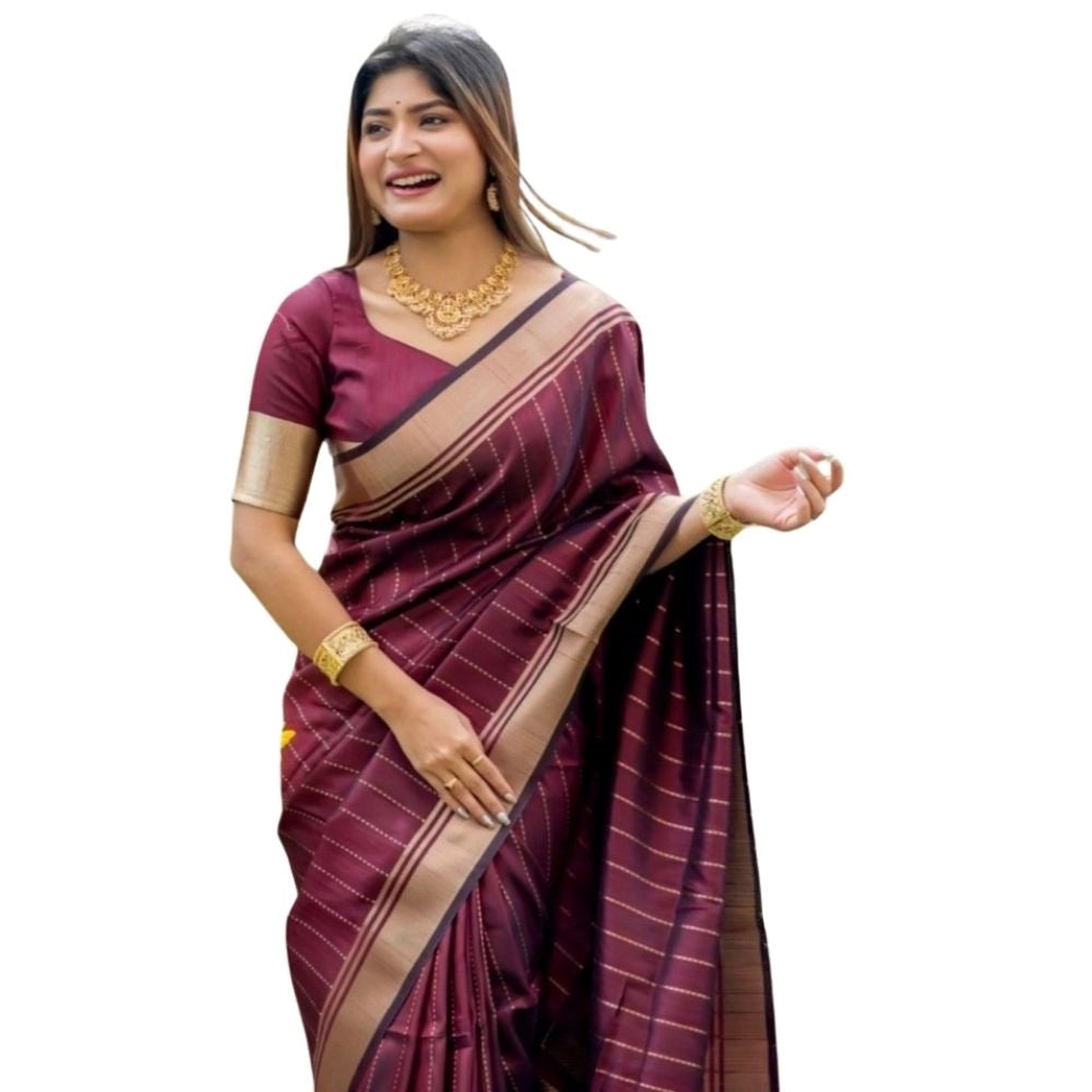 Women's Silk Printed Saree With Unstitched Blouse 5.5mtr (maroon) | Women Signature Collection
