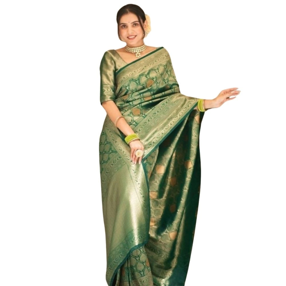 Women's Silk Printed Saree With Unstitched Blouse 5.5mtr (green) | Women Signature Collection