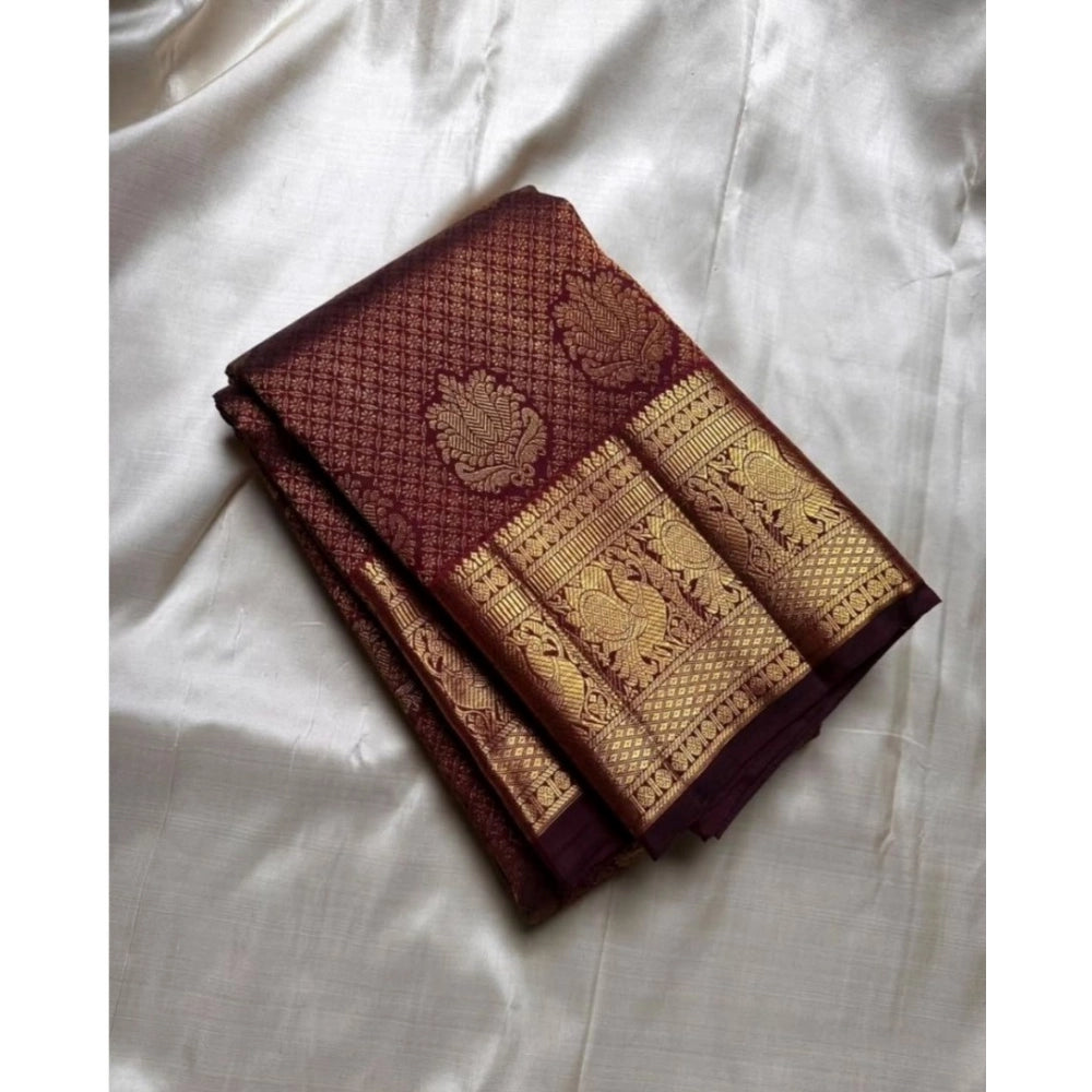 Women's Silk Printed Saree With Unstitched Blouse 5.5mtr (maroon) | Women Signature Collection