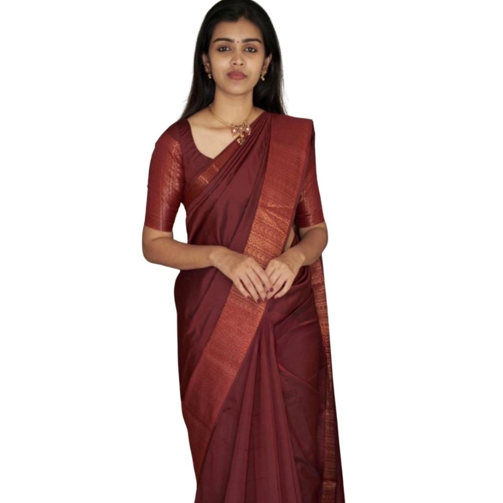 Women's Silk Printed Saree With Unstitched Blouse 5.5mtr (maroon) | Women Signature Collection