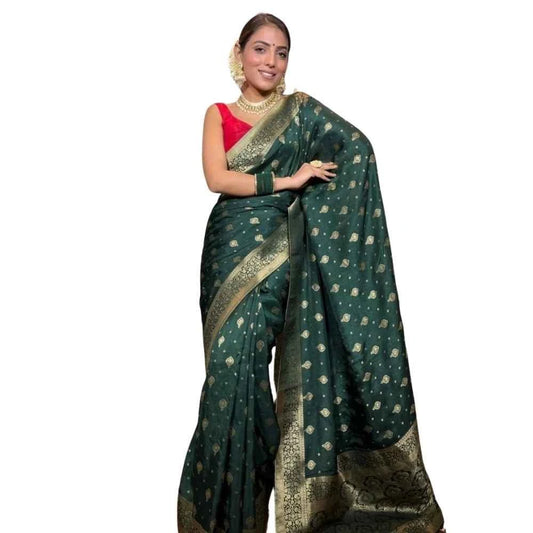 Sage Gia Silk Saree with Unstitched Blouse 5.5 m
