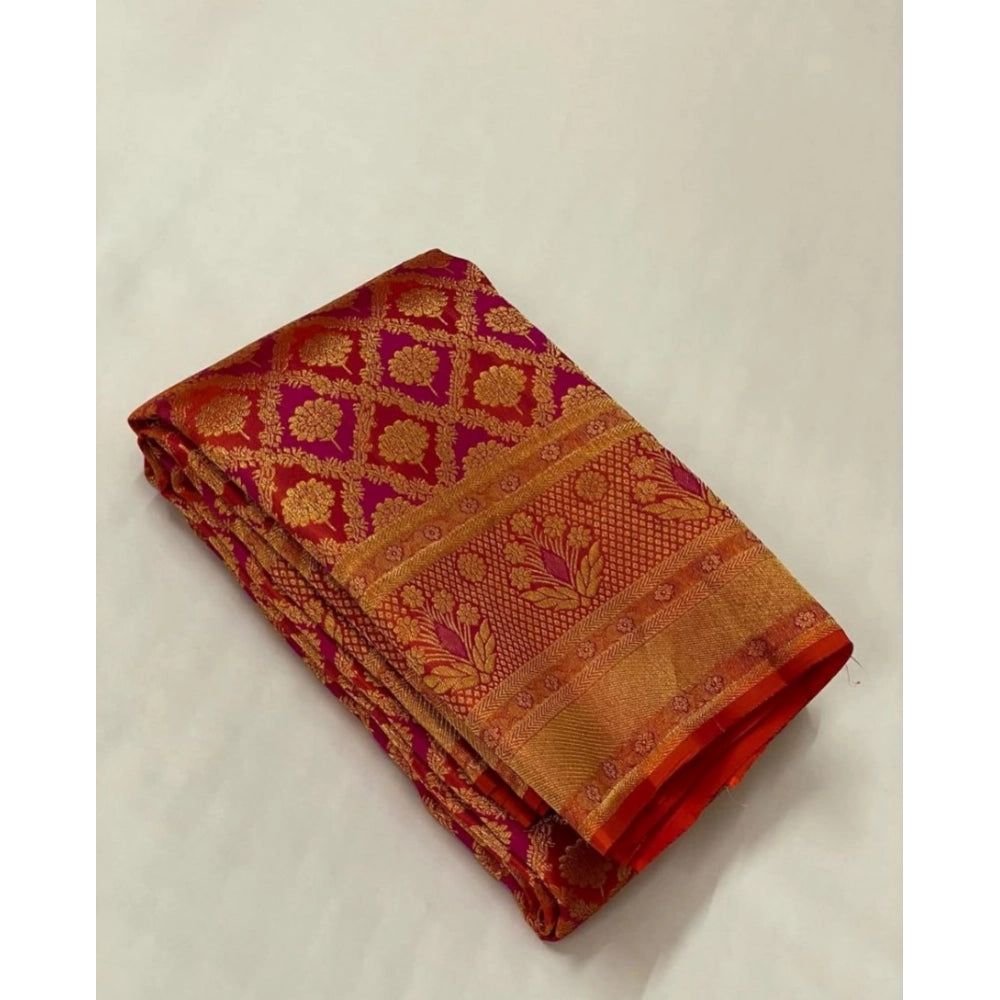 Women's Silk Printed Saree With Unstitched Blouse 5.5mtr (red) | Women Signature Collection